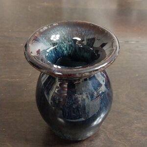Handmade Deep Blue Drip Glaze Ceramic Vase-#17